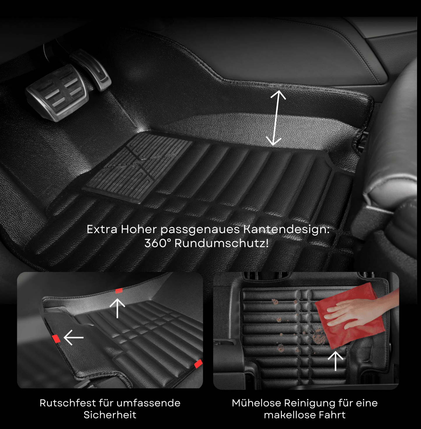 5D Premium Auto Fussmatten TPE Set passend für Seat Leon (3.Gen) Baujahr 2012-2020