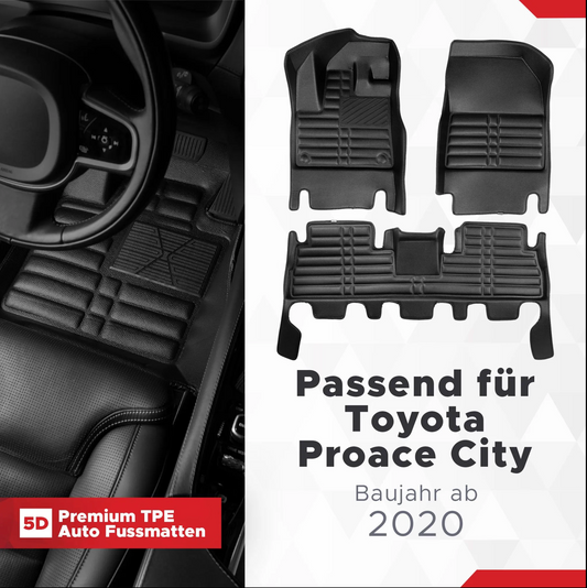 5D Premium Auto Fußmatten TPE Set Passend für Toyota Proace City Bj ab 2020