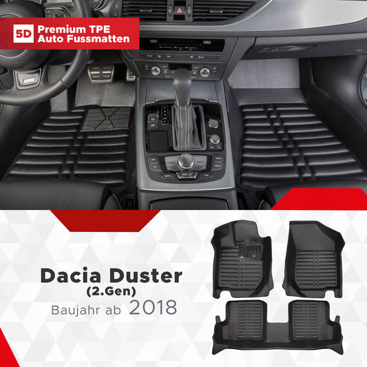 5D Premium Auto Fussmatten TPE Set passend für Dacia Duster (2.Gen) Baujahr ab 2018