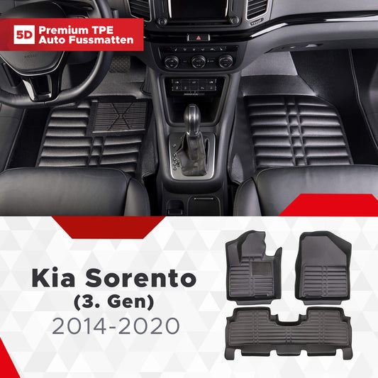 5D Premium Auto Fussmatten TPE Set passend für Kia Sorento (3.Gen) Baujahr 2014-2020