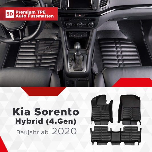 5D Premium Auto Fussmatten TPE Set passend für Kia Sorento Hybrid (4.Gen) Baujahr ab 2020