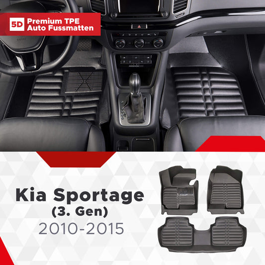 5D Premium Auto Fussmatten TPE Set passend für Kia Sportage (3.Gen) Baujahr 2010-2015