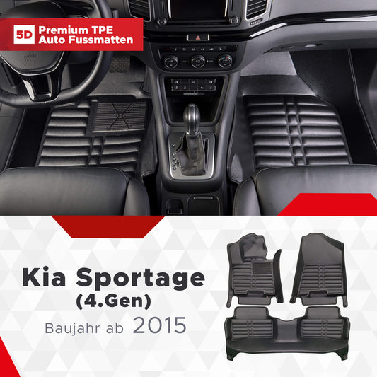 5D Premium Auto Fussmatten TPE Set passend für Kia Sportage (4.Gen) Baujahr ab 2015