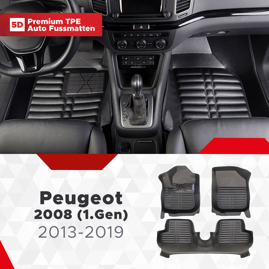 5D Premium Auto Fussmatten TPE Set passend für Peugeot 2008 (1.Gen) Baujahr 2013-2019