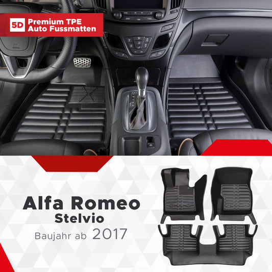 5D Premium Auto Fussmatten TPE Set passend für Alfa Romeo Stelvio Baujahr ab 2017
