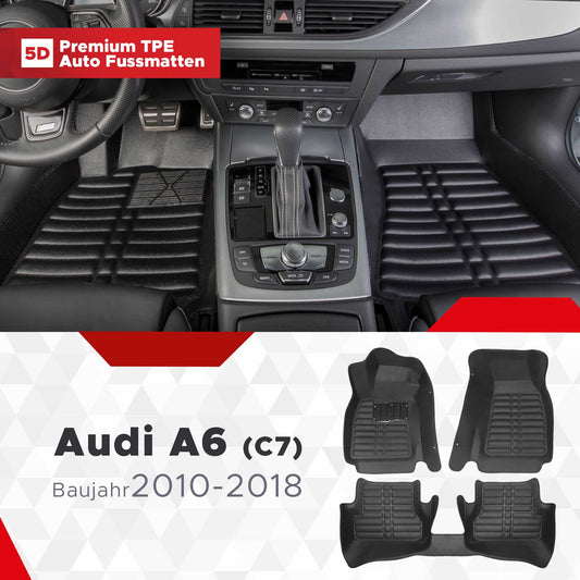 5D Premium Auto Fussmatten TPE Set passend für Audi A6 (C7) - RS6 Baujahr 2010-2018