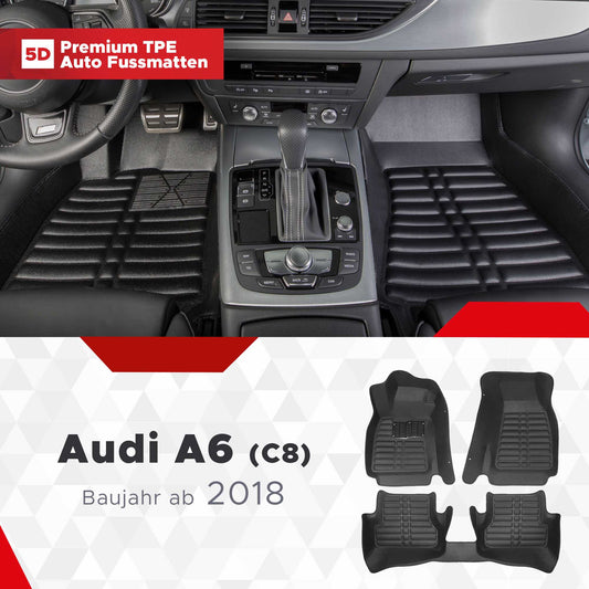 5D Premium Auto Fussmatten TPE Set passend für Audi A6 (C8) / RS6 Baujahr ab 2018