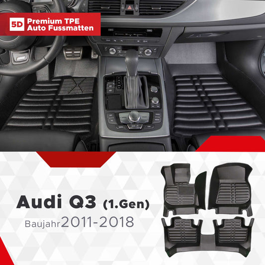 5D Premium Auto Fussmatten TPE Set passend für Audi Q3 (1.Gen) Baujahr 2011-2018