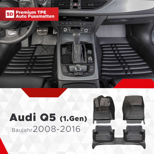5D Premium Auto Fussmatten TPE Set passend für Audi Q5 (1.Gen) Baujahr 2008-2016
