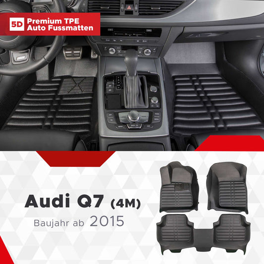 5D Premium Auto Fussmatten TPE Set passend für Audi Q7 (4M) Baujahr ab 2015