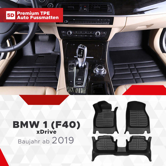 5D Premium Auto Fussmatten TPE Set passend für BMW 1 (F40) xDrive Baujahr ab 2019