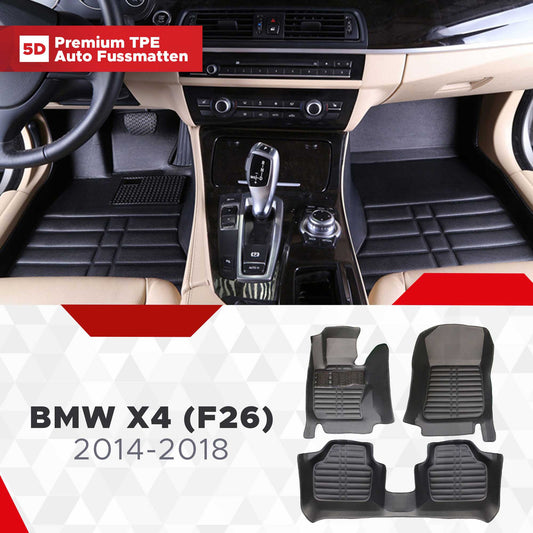 5D Premium Auto Fussmatten TPE Set passend für BMW X4 (F26) Baujahr 2014-2018