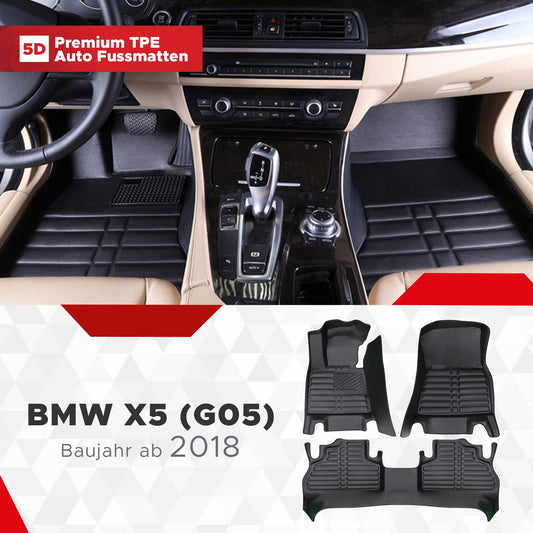 5D Premium Auto Fussmatten TPE Set passend für BMW X5 (G05) Baujahr ab 2018