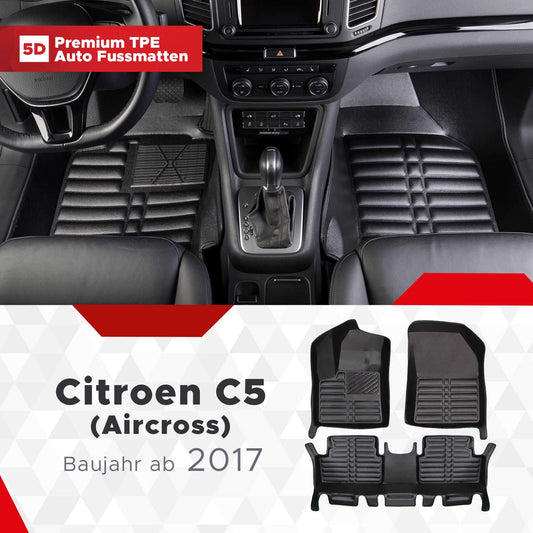 5D Premium Auto Fussmatten TPE Set passend für Citroen C5 Aircross Baujahr ab 2017