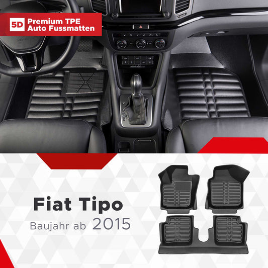 5D Premium Auto Fussmatten TPE Set passend für Fiat Tipo Baujahr ab 2015