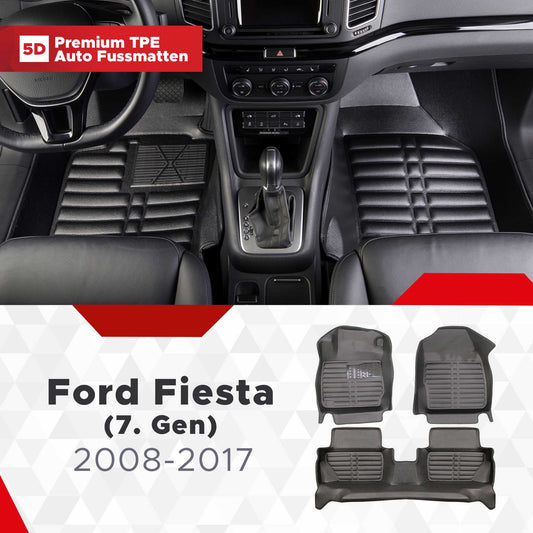 5D Premium Auto Fussmatten TPE Set passend für Ford Fiesta (7. Gen) Baujahr 2008-2017