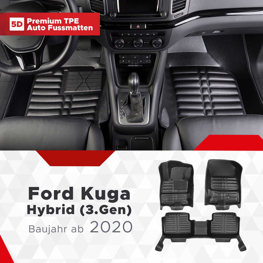 5D Premium Auto Fussmatten TPE Set passend für Ford Kuga (3.Gen) Hybrid Baujahr ab 2020