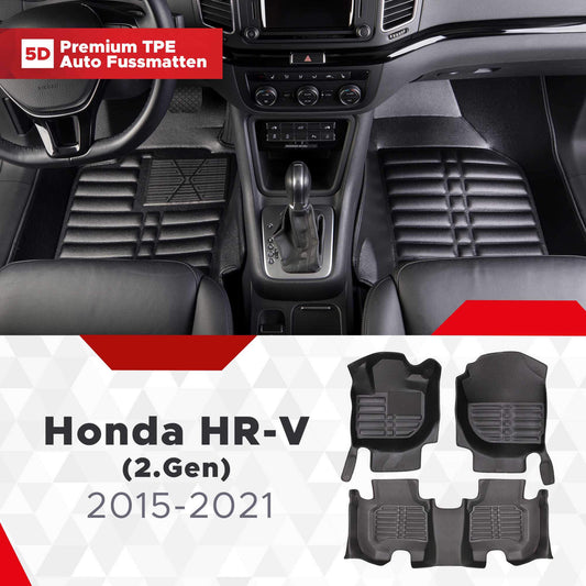 5D Premium Auto Fussmatten TPE Set passend für Honda HR-V (2.Gen) Baujahr 2015-2021