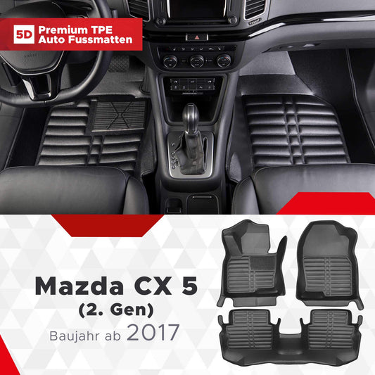 5D Premium Auto Fussmatten TPE Set passend für Mazda CX 5 (2.Gen) Baujahr ab 2017