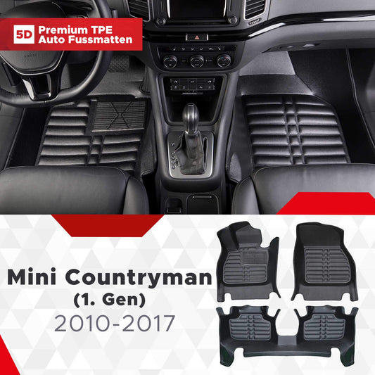 5D Premium Auto Fussmatten TPE Set passend für Mini Countryman (1.Gen) Baujahr 2010-2017