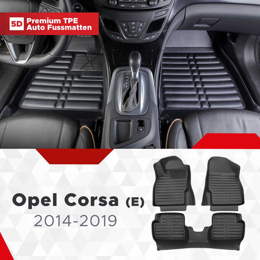 5D Premium Auto Fussmatten TPE Set passend für Opel Corsa (E) Baujahr 2014-2019
