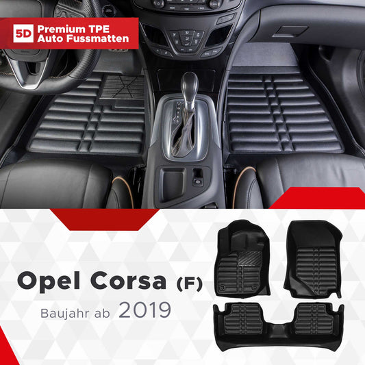 5D Premium Auto Fussmatten TPE Set passend für Opel Corsa (F) Baujahr ab 2019