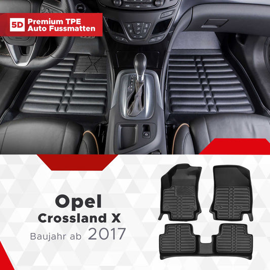 5D Premium Auto Fussmatten TPE Set passend für Opel Crossland X Baujahr 2017-2019