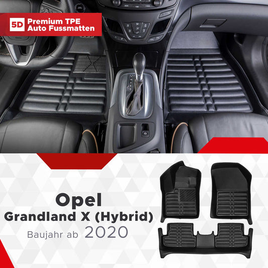 5D Premium Auto Fussmatten TPE Set passend für Opel Grandland X (Hybrid) 4X4 Baujahr ab 2020