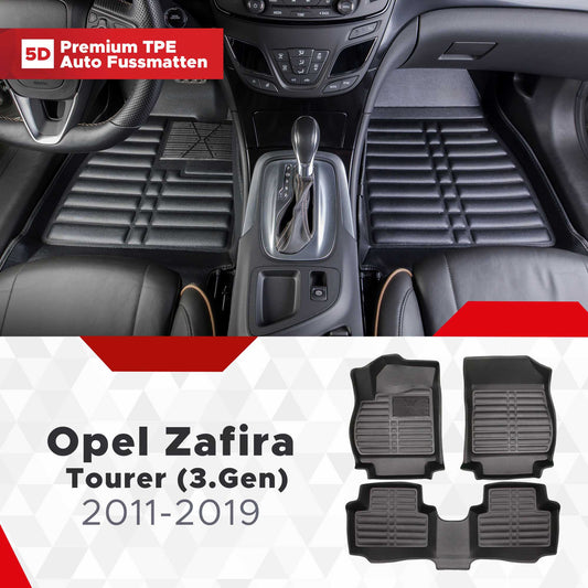 5D Premium Auto Fussmatten TPE Set passend für Opel Zafira Tourer (3.Gen) Baujahr 2011-2019