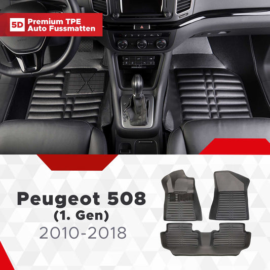 5D Premium Auto Fussmatten TPE Set passend für Peugeot 508 (1.Gen) Baujahr 2010-2018