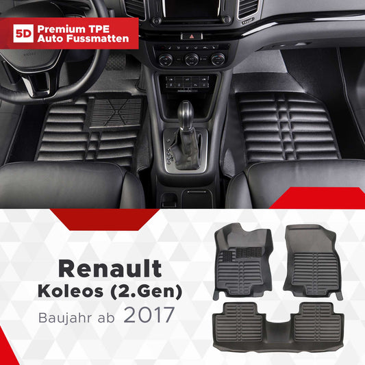 5D Premium Auto Fussmatten TPE Set passend für Renault Koleos (2.Gen) Baujahr ab 2017