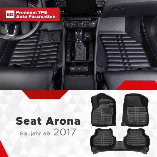 5D Premium Auto Fussmatten TPE Set passend für Seat Arona Baujahr ab 2017