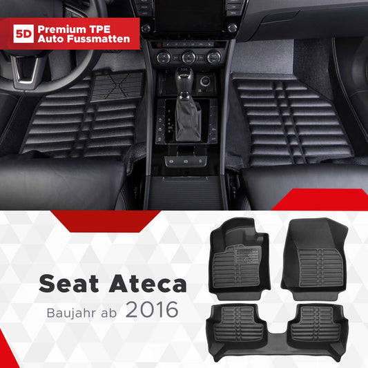 5D Premium Auto Fussmatten TPE Set passend für Seat Ateca Baujahr ab 2016