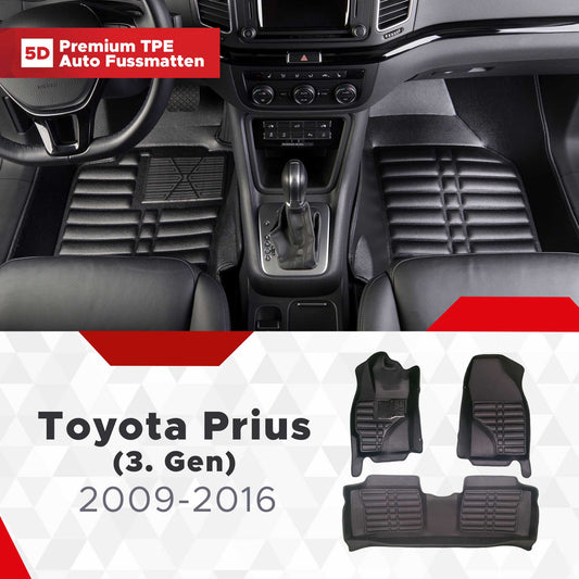 5D Premium Auto Fussmatten TPE Set passend für Toyota Prius (3.Gen) Baujahr 2009-2016