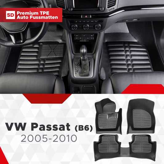 5D Premium Auto Fussmatten TPE Set passend für VW Passat (B6) Baujahr 2005-2010