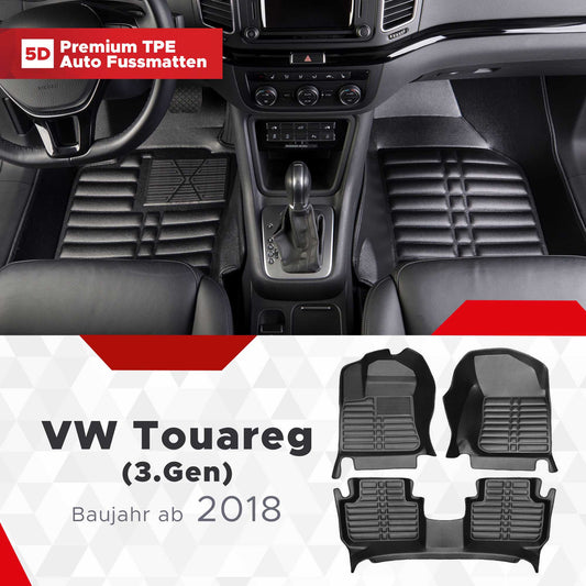 5D Premium Auto Fussmatten TPE Set passend für VW Touareg (3.Gen) Baujahr ab 2018