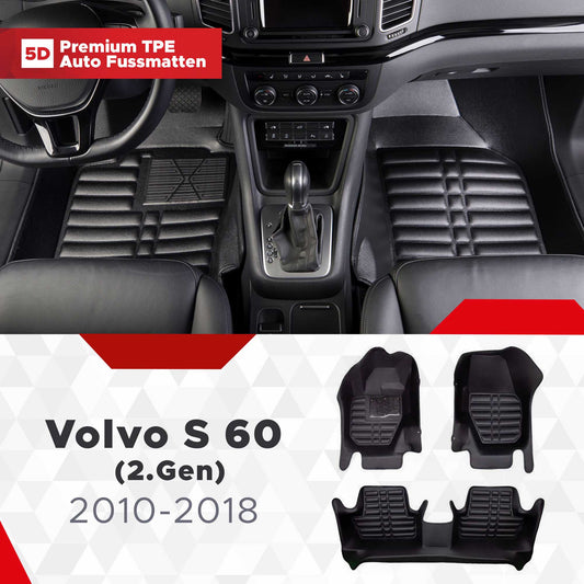 5D Premium Auto Fussmatten TPE Set passend für Volvo S 60 (2.Gen) Baujahr 2010-2018