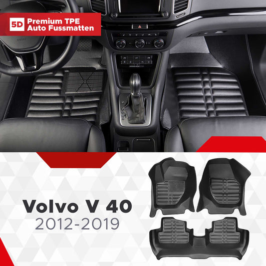 5D Premium Auto Fussmatten TPE Set passend für Volvo V40 Baujahr 2012-2019