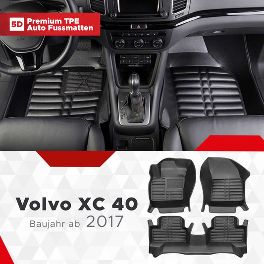 5D Premium Auto Fussmatten TPE Set passend für Volvo XC 40 Baujahr ab 2017