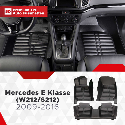 5D Premium Auto Fussmatten TPE Set passend für Mercedes E Klasse (W212/S212) Baujahr 2009-2016